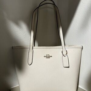 COACH Small City Tote- White